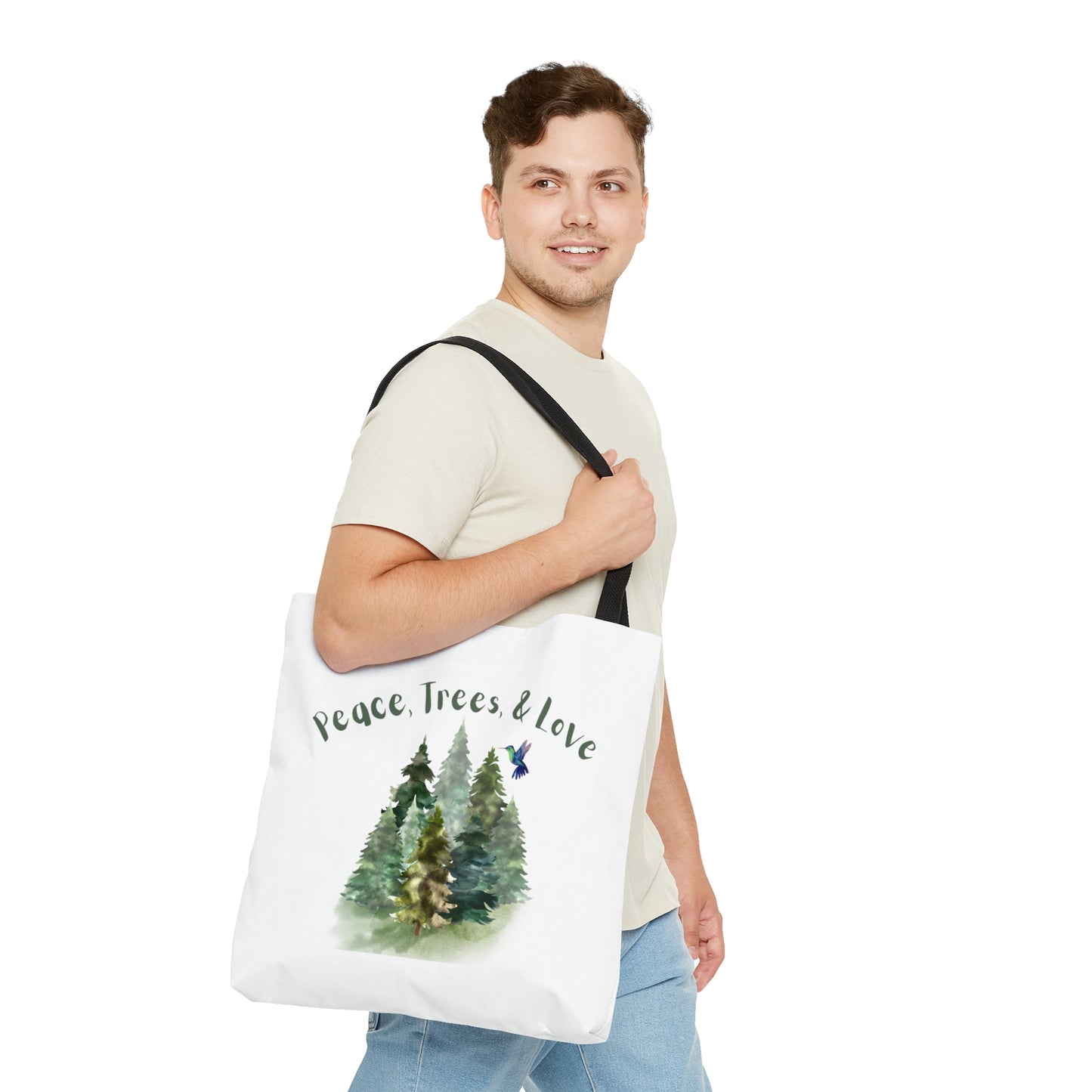 Peace Trees and Love Tote Bag Fun for Plant and Gardening Lovers