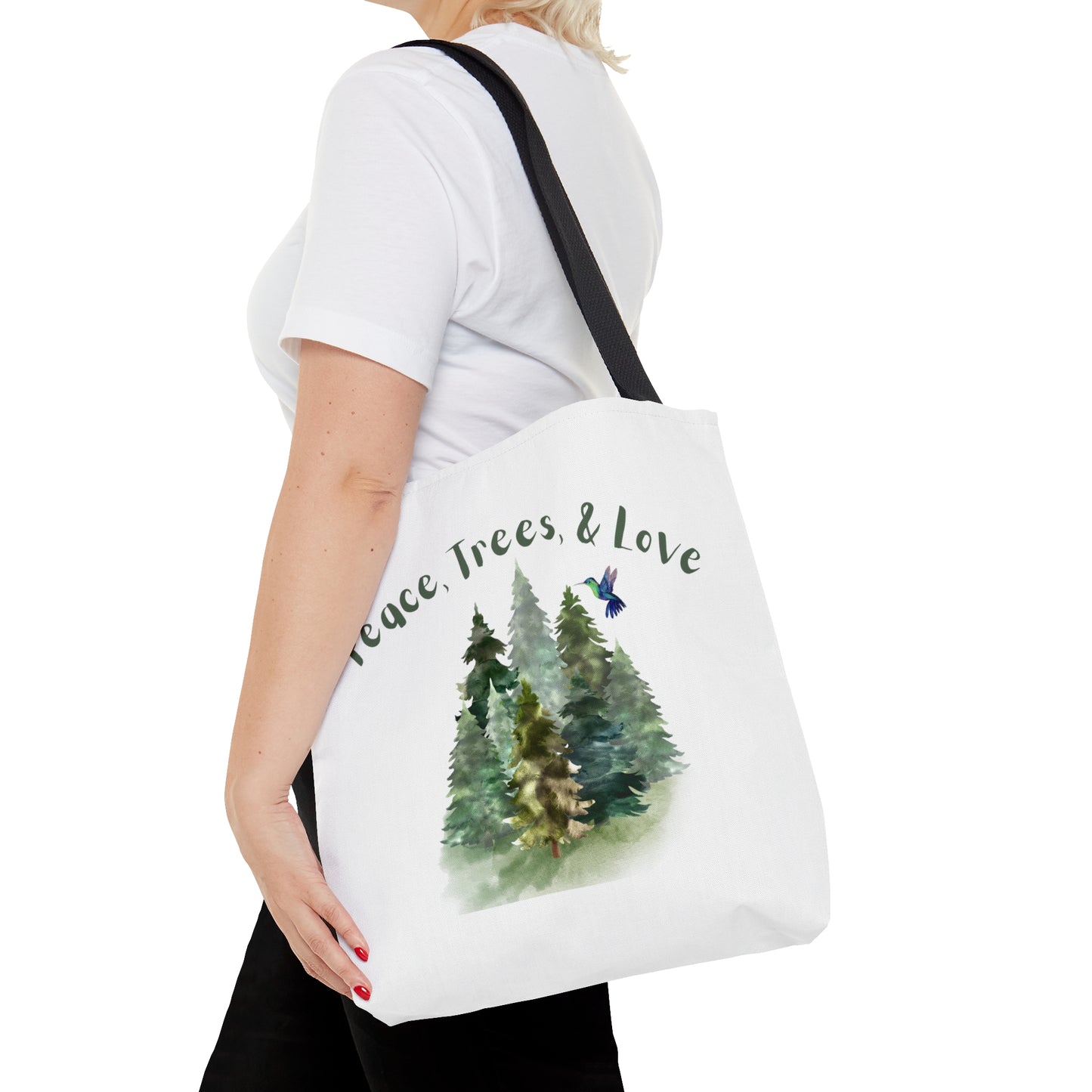 Peace Trees and Love Tote Bag Fun for Plant and Gardening Lovers